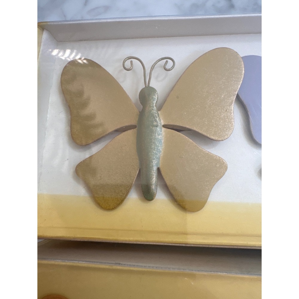 Pier 1 Imports Butterfly Napkin Rings Hand Painted Metal Set of 8 Muted Pastels - Picture 6 of 8